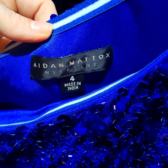 💲2 for $30💲Royal Blue Sequin 1 Shoulder Sz:P4 Formal Mini Dress - Picture 5 of 7
